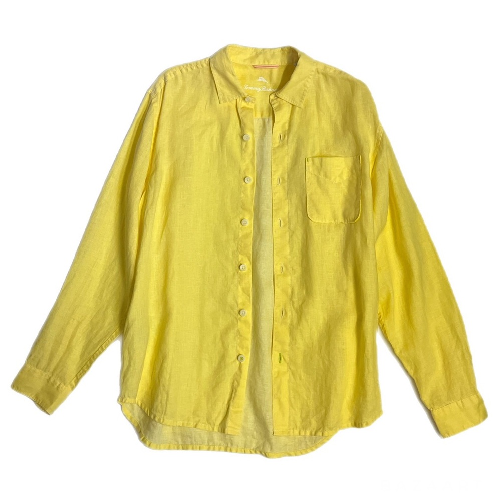 Tommy Bahama 100% Linen Yellow Button Up Shirt